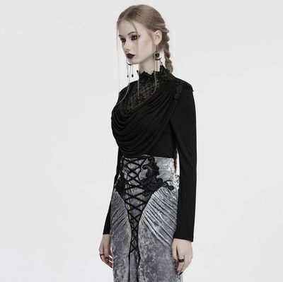 Draped Collar Lace Shirt OT-988