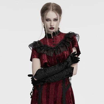 Velvet Lace Gloves OS-763 [BLACK]