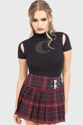 Bat Girl Burgundy Tartan Mini Skirt [BURGUNDY TARTAN]