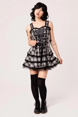 Harley Dress [WHITE TARTAN]