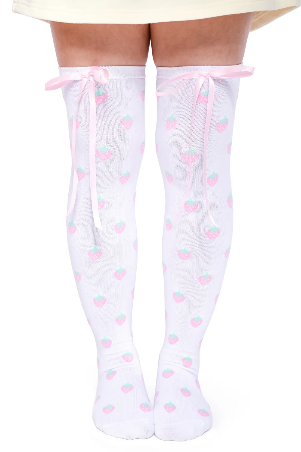 Strawberry Bow Over Knee Socks