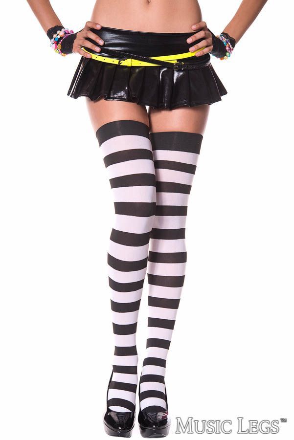 Striped Thigh-High Stockings [WHITE] / ML4701