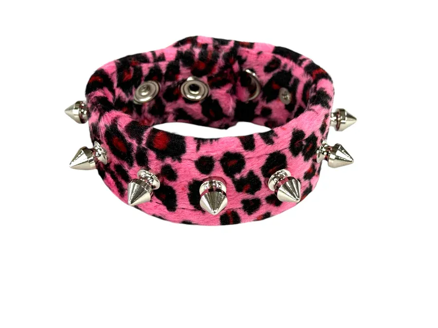 Leopard Bracelet with Studs BC203L [PINK]