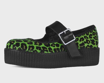 Green Leopard Cow Hair Mondo Mary Jane [V3413L]
