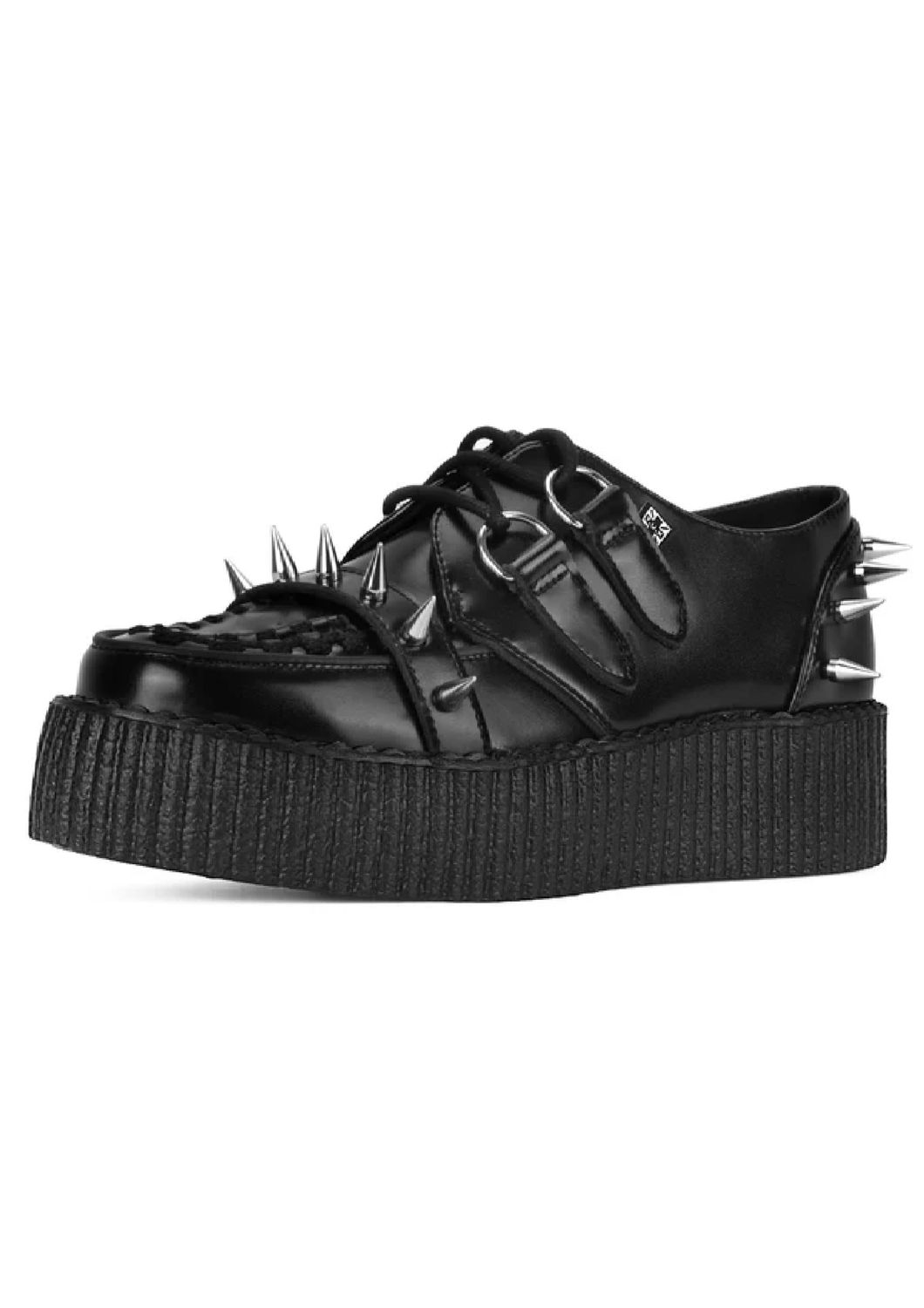 Black Leather Spike Viva Mondo Creeper [V3341]