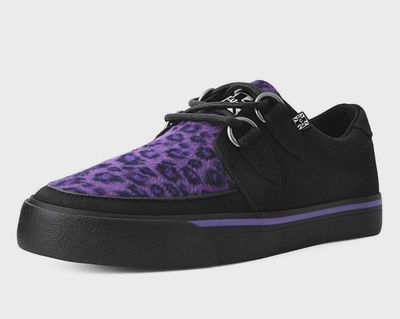 Black &amp; Purple Leopard D-Ring Sneakers [A9690]