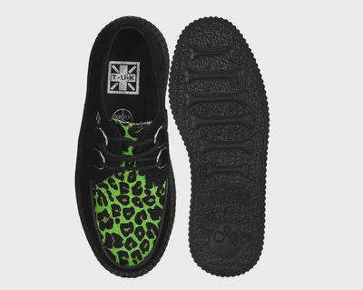 Black &amp; Green Leopard Suede Mondo Creeper [V3412]