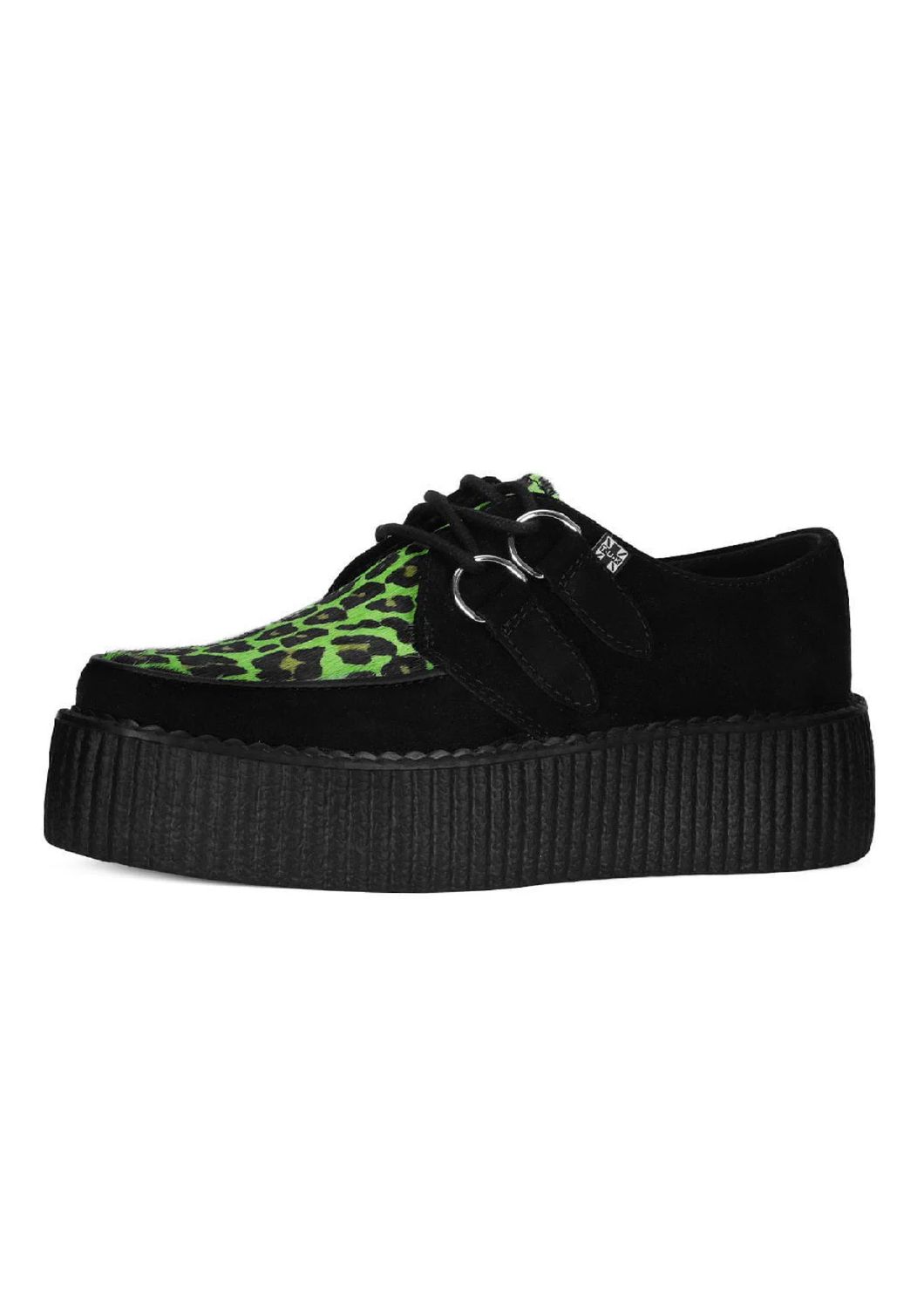 Black &amp; Green Leopard Suede Mondo Creeper [V3412]