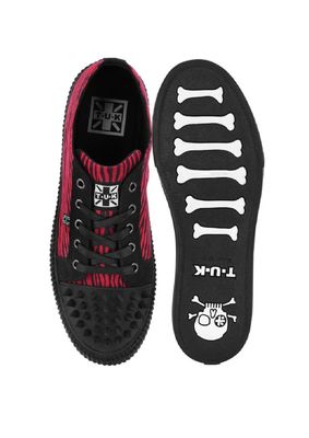 Black &amp; Red Zebra Print Spike Toe Lace Up Sneaker [A3481]