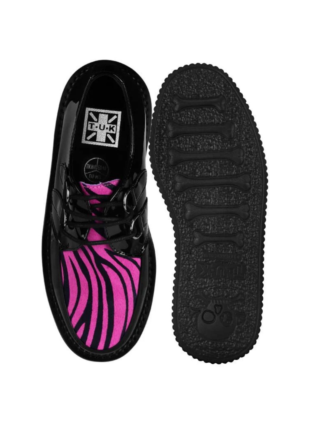 Black Patent Pink Zebra Hair Stratocreeper [S3473]