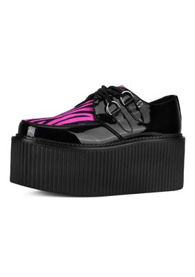 Black Patent Pink Zebra Hair Stratocreeper [S3473]