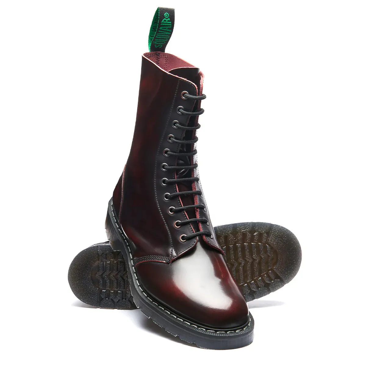 Bottes Astronaut 11 Œillets en Vrai Cuir Rub Off Bourgogne [S11-969-BUR-G]