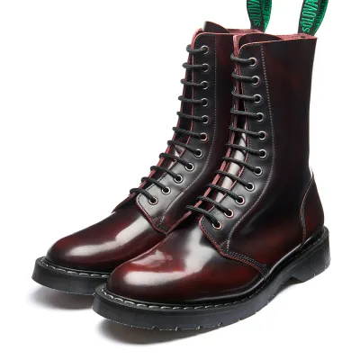 Bottes Astronaut 11 Œillets en Vrai Cuir Rub Off Bourgogne [S11-969-BUR-G]