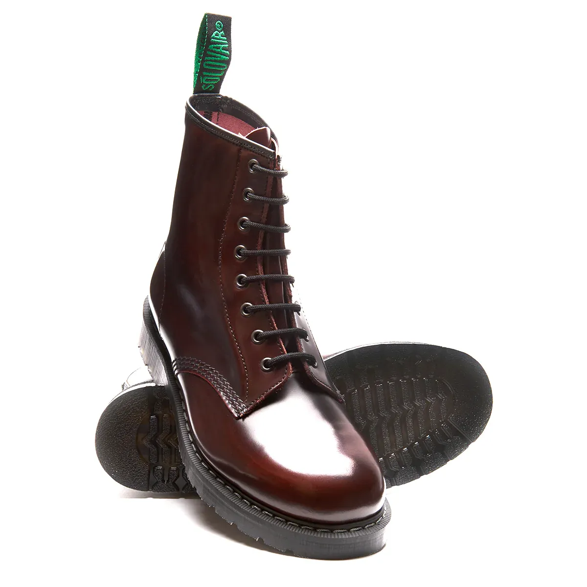 Bottes 8 Œillets en Vrai Cuir Rub Off Bourgogne [S8-551-BUR-G]