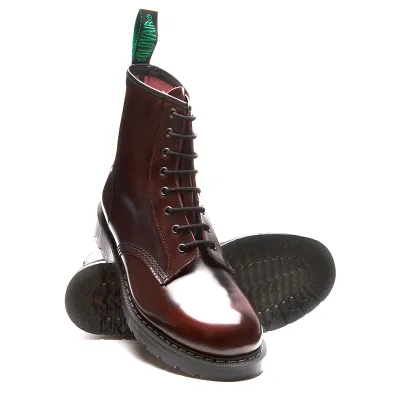 Bottes 8 Œillets en Vrai Cuir Rub Off Bourgogne [S8-551-BUR-G]