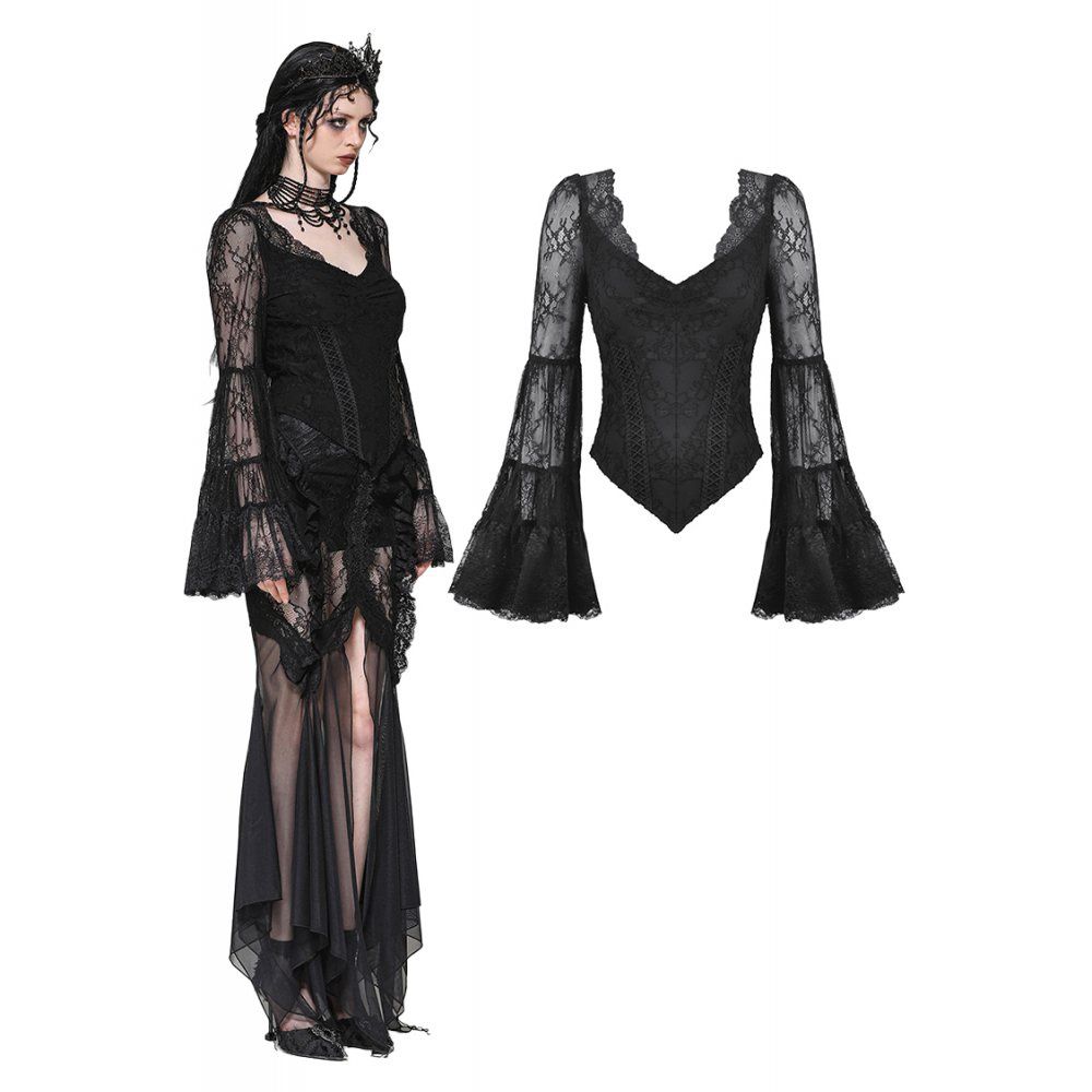Bell-Sleeve Lace Top TW607