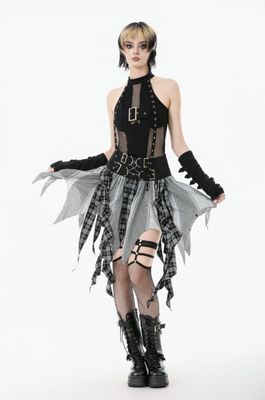 Top with Mesh and Buckle TW662