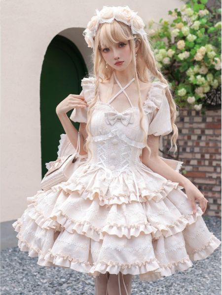 Robe Princess Bow Ruffle Sweet [BLGM-0051] [CHAMPAGNE]