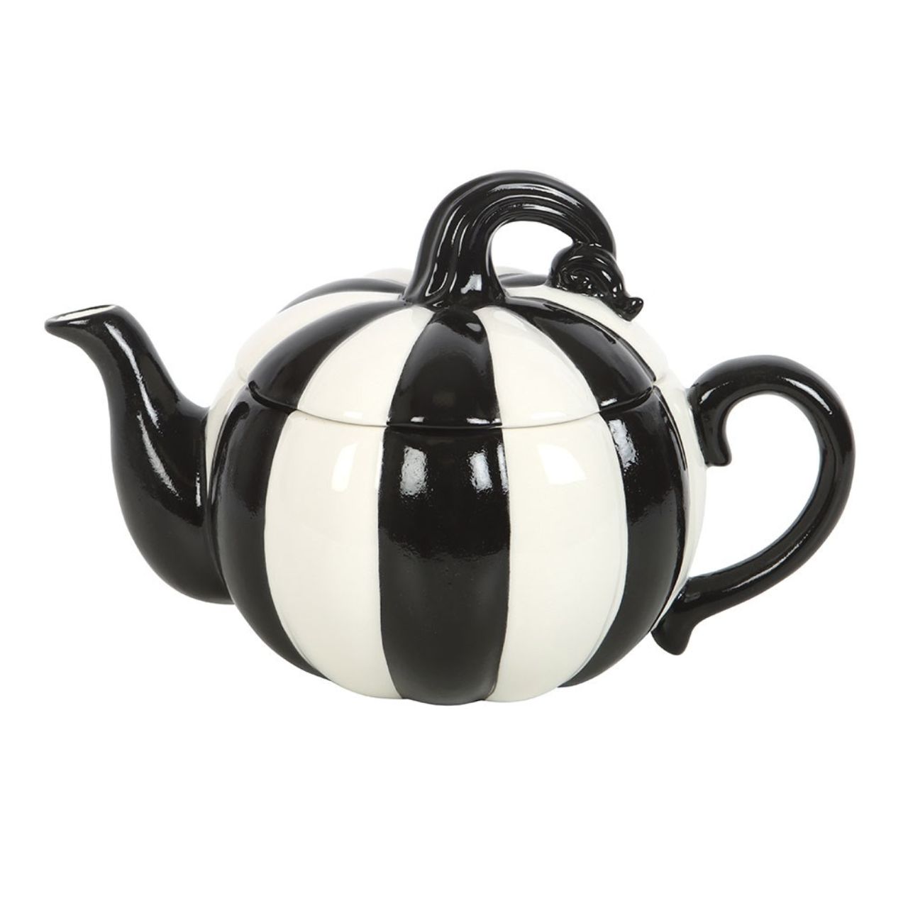 Black and White Striped Pumpkin Teapot [BJ_21826]