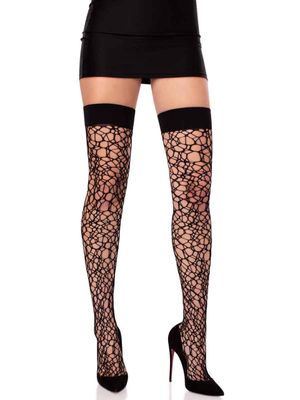 Bas Thigh Hi motif Craquelures Noir / LA6226