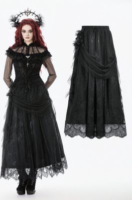 Floral Pleated Tulle Maxi Skirt KW422