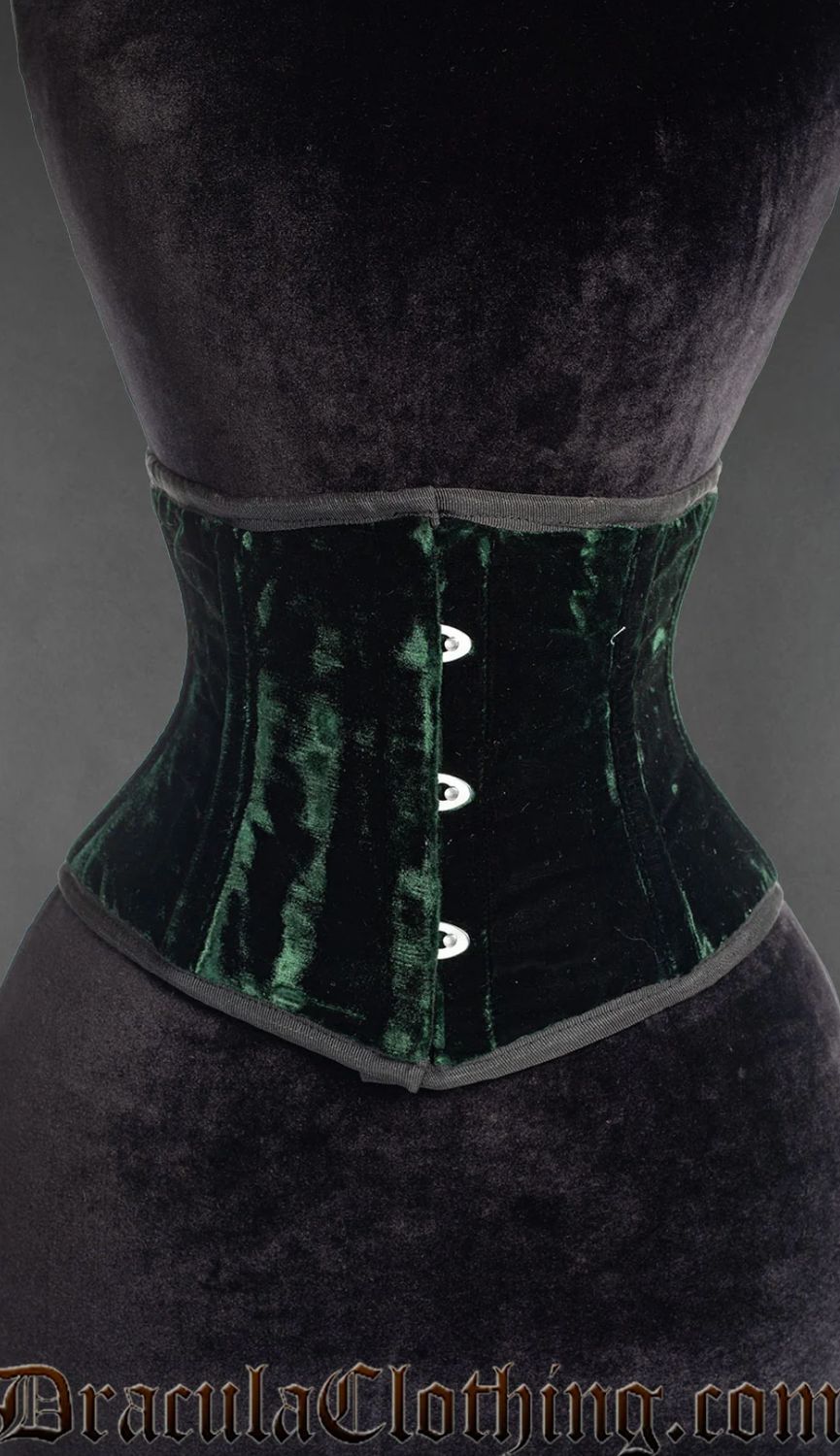 Waist Cincher Velours Green Underbust Corset