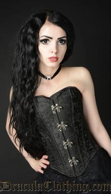 Black Overbust Corset Clasp  Brocade