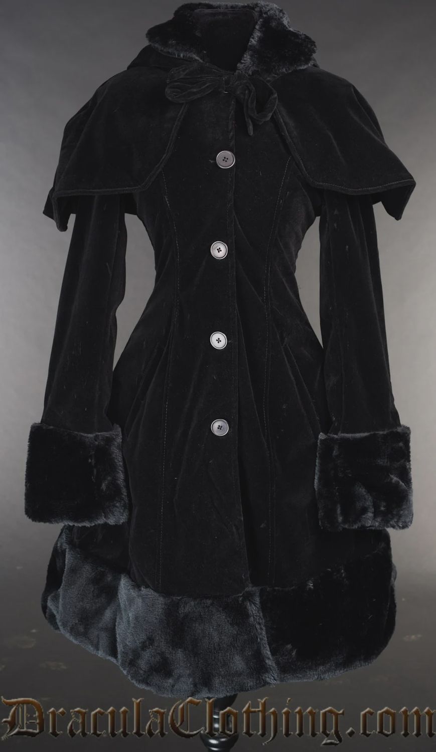 Black Thick Velvet Winter Coat