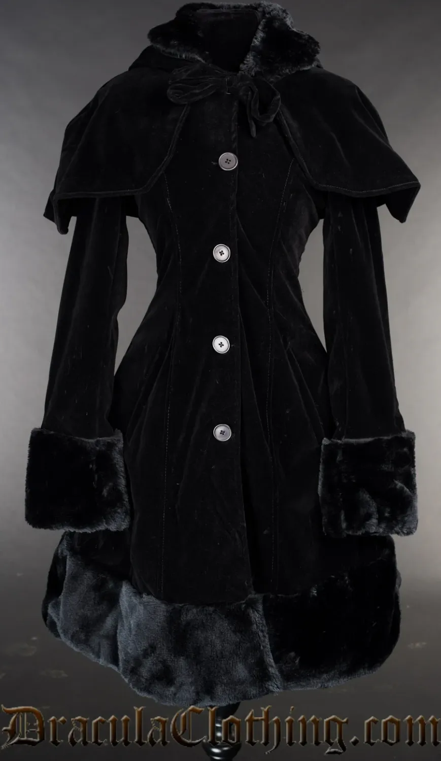 Black Thick Velvet Winter Coat [PLUS]