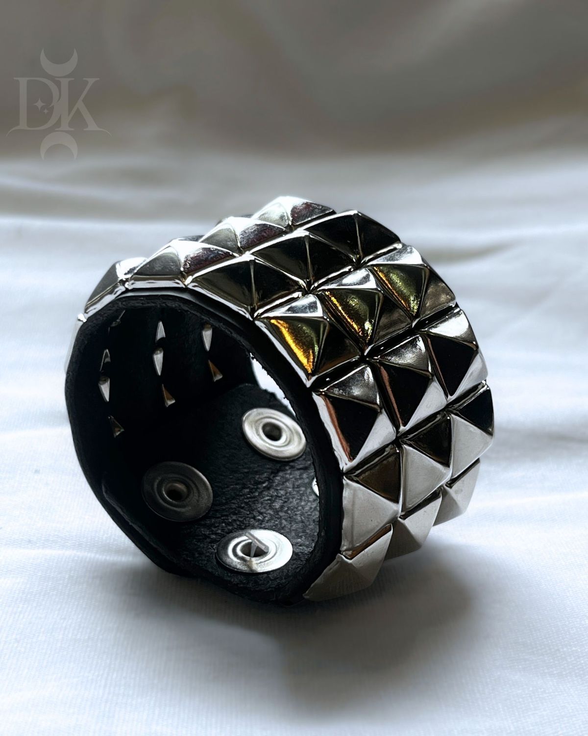 Genuine Leather Bracelet with Silver Square Studs - MADE IN QUEBEC