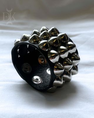 Genuine Leather Bracelet with Silver UK Studs - MADE IN QUEBEC