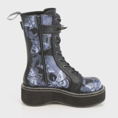 Deathmoth Mid-calf Boots EMI-352-PT/BVL [BLUE]