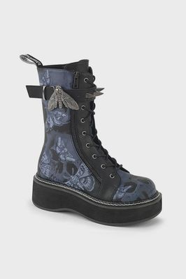 Deathmoth Mid-calf Boots EMI-352-PT/BVL [BLUE]