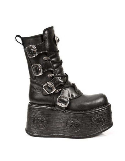 Gothic Metallic Platform Leather Boots - M-1473-S3
