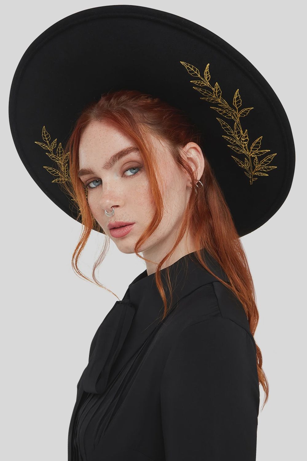 Gold Fern Witch Brim Hat
