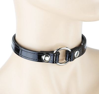 Choker Cuir Verni CK168P [NOIR]
