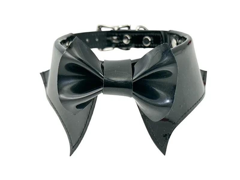 Vegan Patent Leather Bow Tie Choker FCK502P