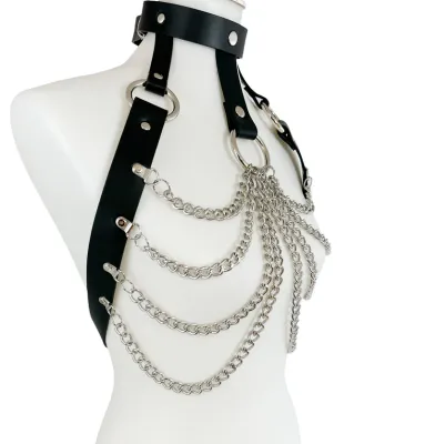 Leather and Chains Harness XH230 [SILVER]