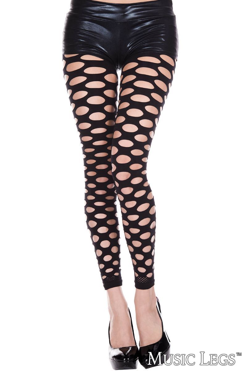 Leggings with holes ML35158 [BLACK]