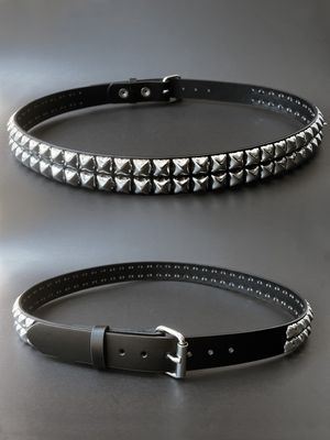 Silver Studs Leather Belt BT117 [PLUS]