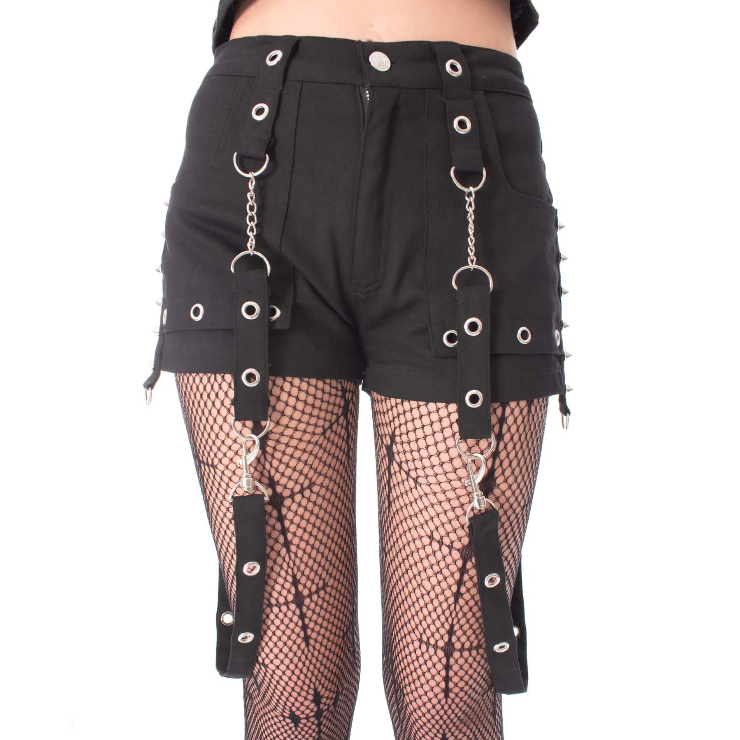 Sable Shorts - Studded Shorts with Straps