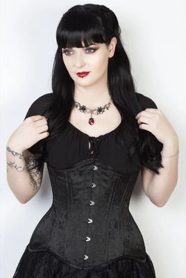 Corset Black Floral Underbust [EL-341]