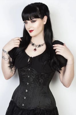 Black Floral Underbust Corset [EL-341]