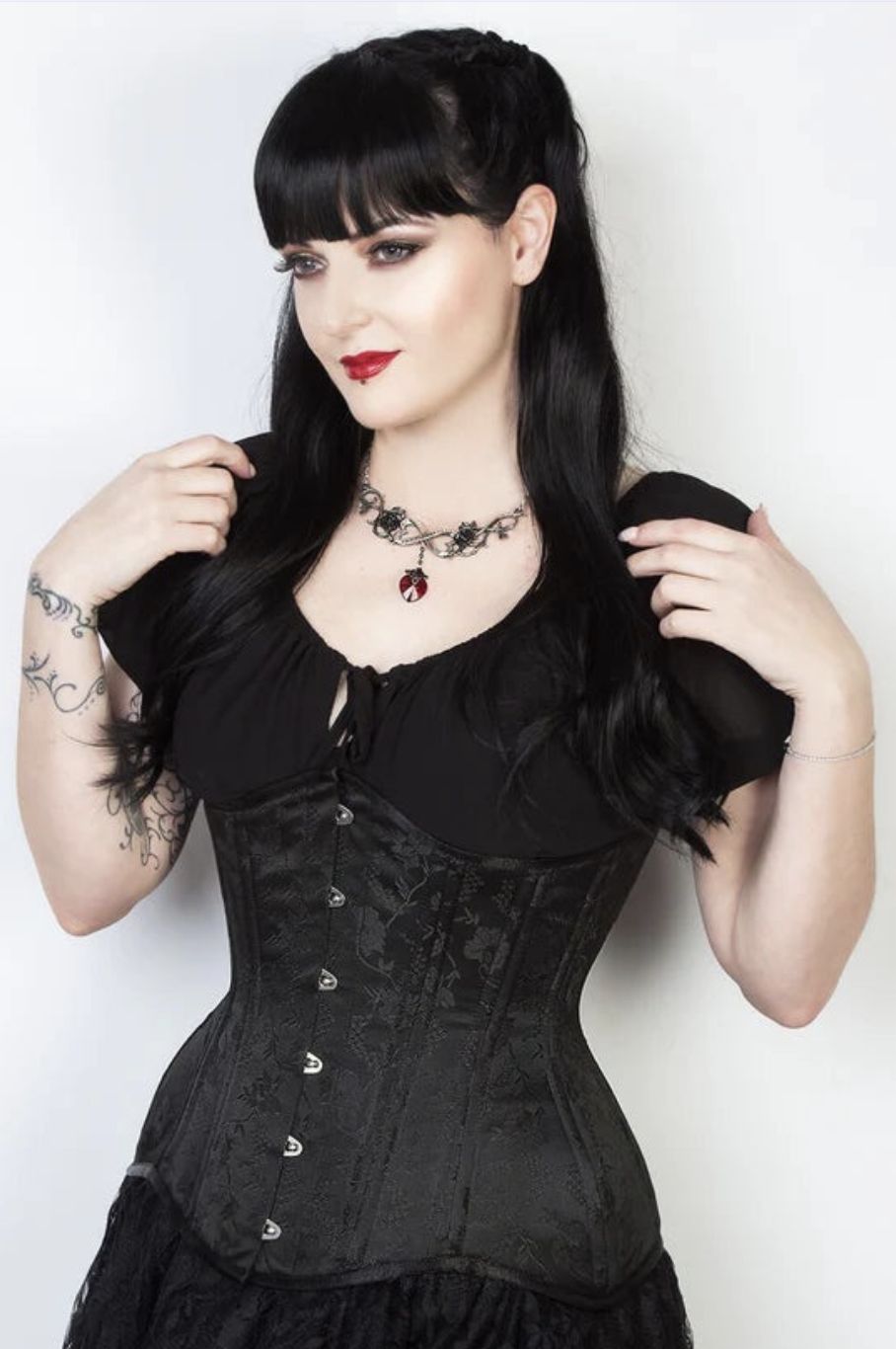 Black Floral Underbust Corset [EL-341]