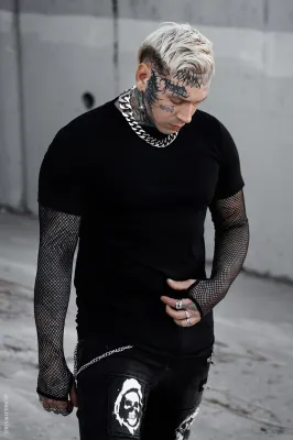 Graveyard Goth Fishnet Sleeve Shirt