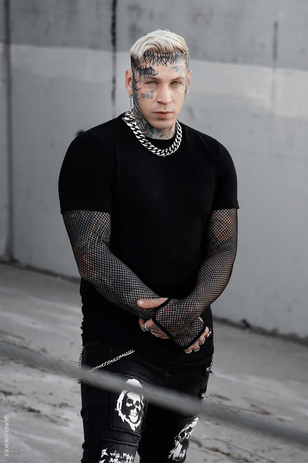 Graveyard Goth Fishnet Sleeve Shirt