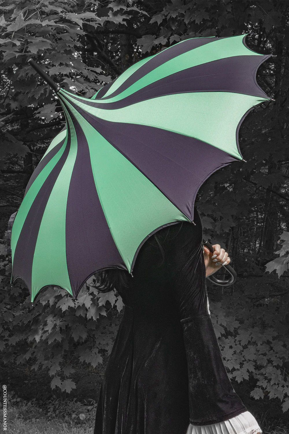 Parapluie Batwing Pagoda [NOIR &amp; VERT]