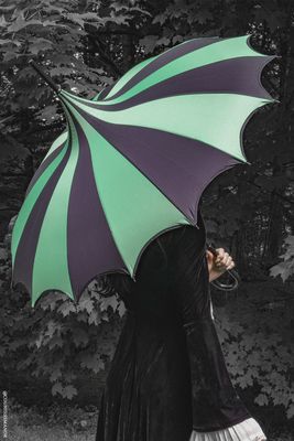 Parapluie Batwing Pagoda [NOIR &amp; VERT]