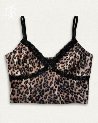 Brown Leopard Print Mini Camisole Ver. 2.0 with Cross Pendant - MADE IN QUEBEC