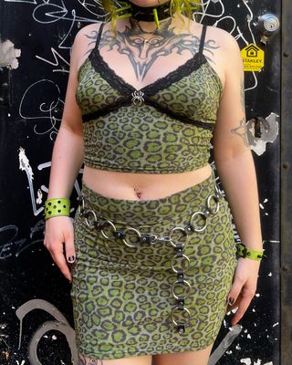 Ivy Green Leopard Print Mini Camisole with Bat Charm - MADE IN QUEBEC